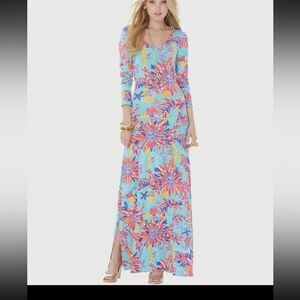 Lilly Pulitzer Lauren Maxi Dress Floral Trippin and Slippin SZ S